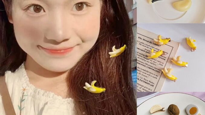 ส่งเร็ว กิ๊บติดผมรูปกล้วยน่ารักรูปอาหารความคิดสร้างสรรค์ปากเป็ดหน้าม้าคลิปด้านข้างเครื่องประดับผมเด็กผู้หญิง-Ranliyy