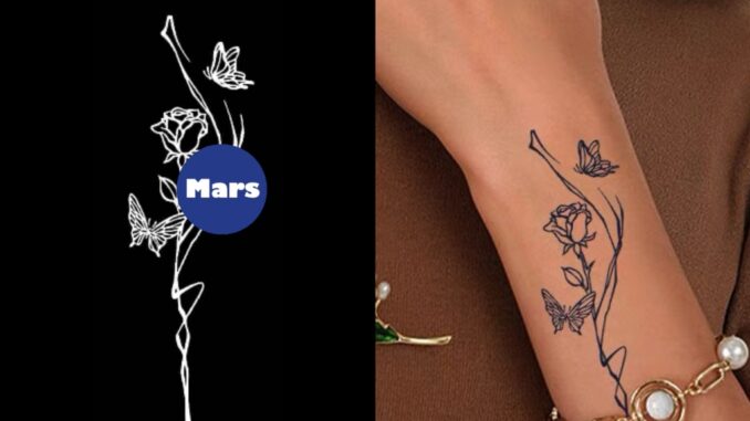 【Mars Tattoo】ใหม่ สติกเกอร์รอยสักชั่วคราว ลายผีเสื้อ ดอกไม้ ผีเสื้อ กึ่งถาวร ติดทนนาน 2 สัปดาห์ C021