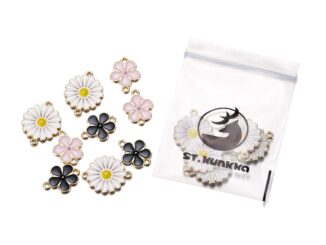 St.kunkka จี้สร้อยคอ สร้อยข้อมือ โลหะผสม ลายดอกไม้ สองรู Diy 5 ชิ้น