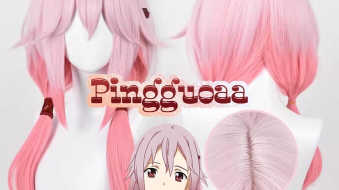 Yuzuriha Inori Cosplay Wig Anime Guilty Crown 60cm Long Pink Gradient Heat Resistant Synthetic Wigs