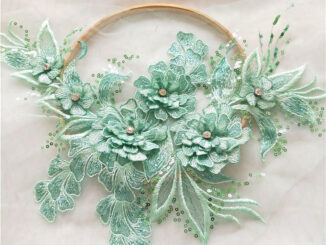 ผ้าลูกไม้ ลายดอกไม้ 3D สําหรับตกแต่งชุดแต่งงาน DIY
