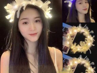 ที่คาดศีรษะ รูปมงกุฎขนนก แบบมีไฟ LED สไตล์เจ้าหญิง