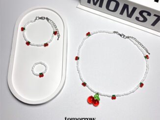 Cherry Set   สร้อยคอลูกปัด | กำไลลูกปัด | เซตสร้อยคอกำไลแหวน ผลไม้เชอร์รี่