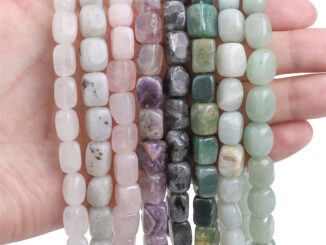 ลูกปัดหินธรรมชาติ ทรงสี่เหลี่ยมผืนผ้า ขนาด 8*12 มม. 38 ซม. สําหรับทําเครื่องประดับ DIY 33 ชิ้น ต่อถุง