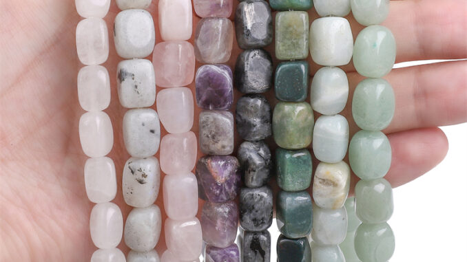 ลูกปัดหินธรรมชาติ ทรงสี่เหลี่ยมผืนผ้า ขนาด 8*12 มม. 38 ซม. สําหรับทําเครื่องประดับ DIY 33 ชิ้น ต่อถุง