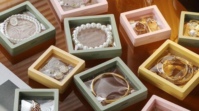 Roselife กล่องใส PE 3D ตั้งได้ สําหรับเก็บเครื่องประดับ แหวน ต่างหู สร้อยคอ สร้อยข้อมือ แบบพกพา เดินทาง