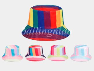 หมวกบักเก็ต สองด้าน ลายสายรุ้ง แฟชั่นสําหรับผู้ชาย และผู้หญิง
