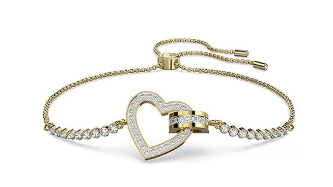 ✨พร้อมส่ง✨Swarovski สร้อยข้อมือ จี้รูปหัวใจ สีทอง ปรับได้ เรียบง่าย ของขวัญวันวาเลนไทน์ สําหรับผู้หญิง