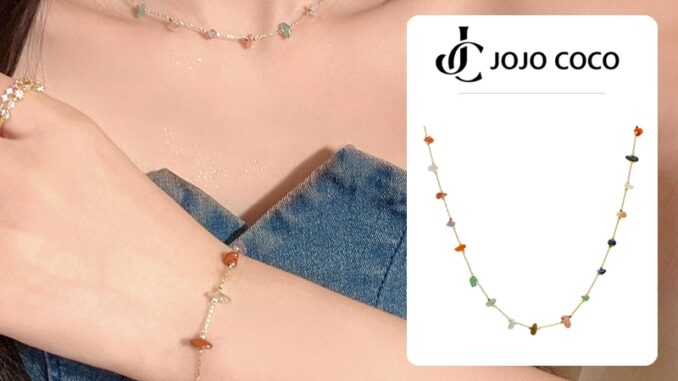 Jojo COCO สร้อยคอโซ่ หินหยาบ ไม่สม่ําเสมอ สีพื้น แฟชั่นสําหรับผู้หญิง