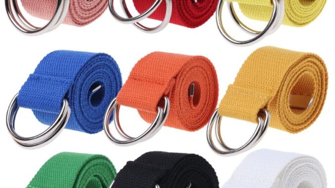 Time เข็มขัดผ้าแคนวาส สีพื้น พร้อมห่วงหัวเข็มขัดคู่ สําหรับเด็กนักเรียน วัยรุ่น ชาย และหญิง