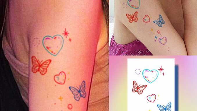 สติกเกอร์รอยสักชั่วคราว ลายผีเสื้อ สีสันสดใส กันน้ํา 7 วัน