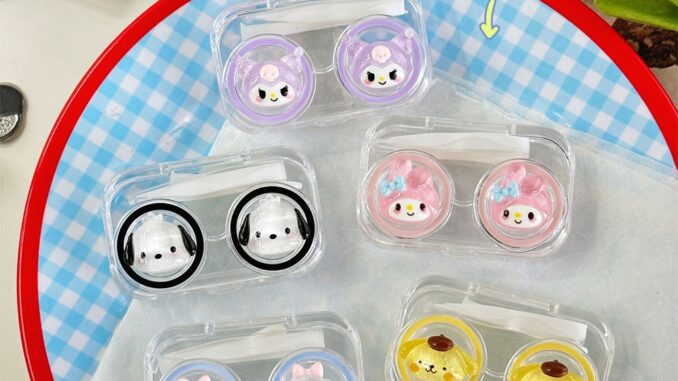 ⭐️กล่องคอนแทคเลนส์ ขนาดเล็ก แบบพกพา ลายการ์ตูน Sanrio แวววาว สําหรับใส่คอนแทคเลนส์【Banlu376】