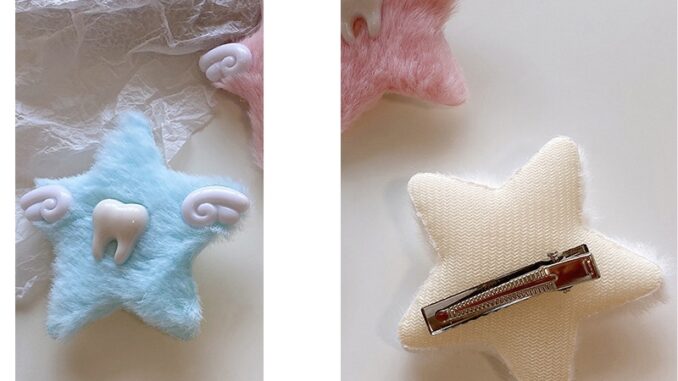 สไตล์ฮาราจูกุ Angel Wings Hair Clip Plush 5 ดาว Headwear น่ารักฟันกิ๊บ-Krismile.th