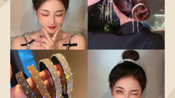 กิ๊บติดผมหางม้า ประดับเพชร ประดับพู่ กิ๊บติดผมหางม้า ประดับเพชร ประดับพู่