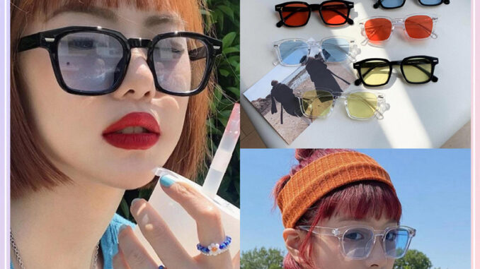 [จัดส่งที่รวดเร็ว] แว่หลายสีตัวเลือกแว่นตาย้อนยุคข้าวเล็บกรอบสี่เหลี่ยมแว่นกันแดดสุทธิสีแดงแว่นกันแดดแฟชั่นสไตล์เดียวกัน