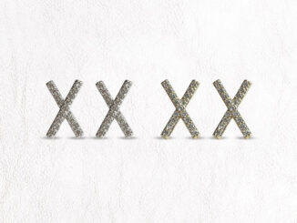 Glitter cross earrings. (ต่างหูแบบติดหูงานชุบทองคำขาว เพชร CZ)