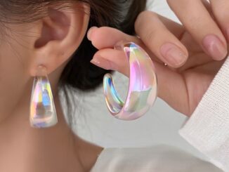 ต่างหูสตั๊ด แบบติดหู ทรงกลม ลายนางเงือก สีเงิน สีโปร่งใส สําหรับผู้หญิง