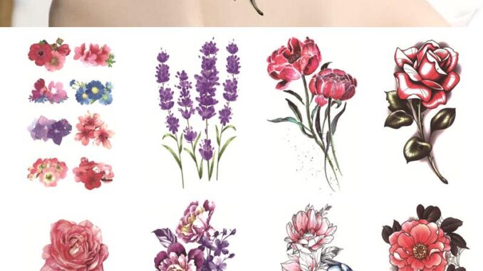 สติกเกอร์รอยสักชั่วคราว ลายดอกไม้ กันน้ํา ติดทนนาน แฟชั่นสําหรับผู้หญิง