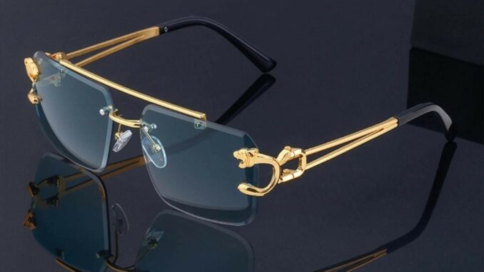 Melodygoods1 แว่นตากันแดด ไร้ขอบ แฟชั่น กรอบโลหะ แว่นตาไร้กรอบ Steampunk แว่นตากันแดด
