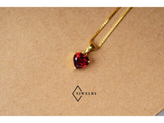 จี้พลอยแท้ รุ่น Heart gems พลอยโกเมน garnet รูปหัวใจ ตัวเรือนเงินแท้ชุบทอง พร้อมใบรับประกัน
