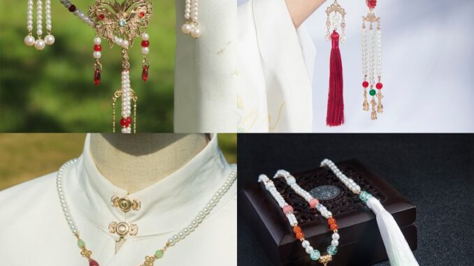 1 ชิ้น สร้อยคอยาว สไตล์โบราณ ย้อนยุค จี้มุก ปกแบน สไตล์ถัง ชุดฮั่น อุปกรณ์เสริม 1 ชิ้น สร้อยคอยาว สไตล์โบราณ ย้อนยุค จี้มุก ปกแบน สไตล์ถัง ชุดฮั่น อุปกรณ์เสริม