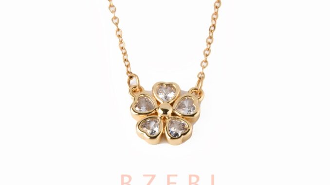 BZEBI สร้อยคอแฟชั่น สแตนเลส เรียบๆจี้ดอกไม้ เครื่องประดับ 18k สีทอง สําหรับผู้หญิง 1163n