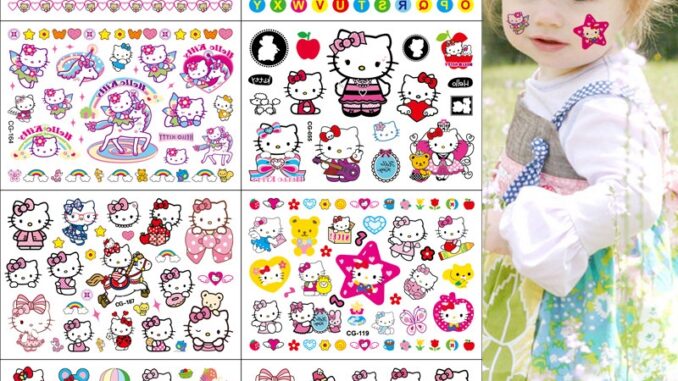 สติกเกอร์รอยสักชั่วคราว ลายการ์ตูนเฮลโลคิตตี้ DIY สําหรับเด็ก