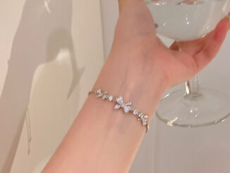 สร้อยข้อมือ ประดับโบว์ และเพทายเทียม สไตล์แฟรี่ สําหรับผู้หญิง