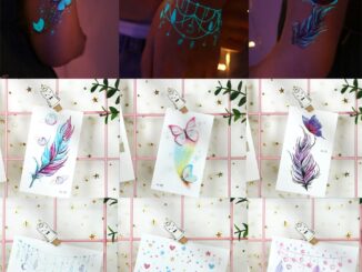สติกเกอร์รอยสักชั่วคราว รูปขนนก ผีเสื้อ ขนาดเล็ก เรืองแสงในที่มืด สําหรับใบหน้า แขน ขา ร่างกาย