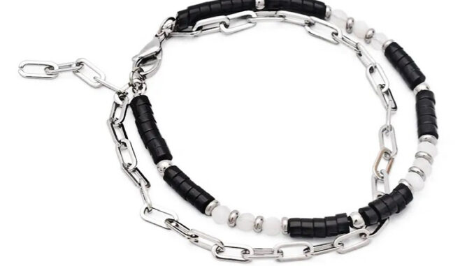 สร้อยข้อมือ DUAL Chain กำไลข้อมือ กำไลหิน+สแตนเลส DANDY COSMO สร้อยข้อมือ DUAL Chain กำไลข้อมือ กำไลหิน+สแตนเลส DANDY COSMO