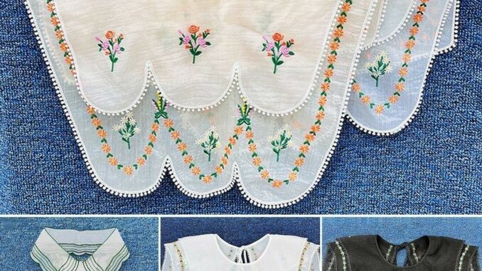 Witte ผ้าคลุมไหล่ คอปกปลอม แต่งลูกไม้ ลายดอกไม้ ถอดออกได้ กันแดด สําหรับผู้หญิง