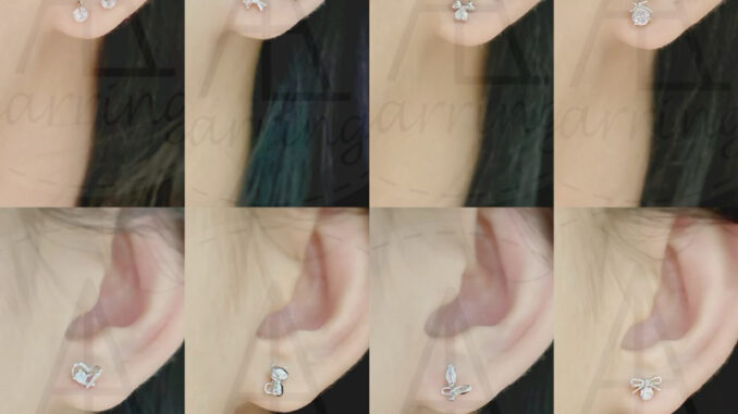 [มินิมอลสีเงิน115] ต่างหูมินิมอลแบบติดหู ราคาต่อ1คู่ พร้อมแป้น(ทับหลัง)แบบโลหะทุกคู่