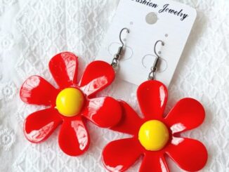 ต่างหูดอกไม้ พลาสติก แฟชั่น น่ารัก ตุ้มหู สีสันสดใส เครื่องประดับ