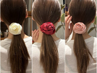 ยางรัดผมโดนัทกุหลาบผ้าซาติน ทรงใหญ่จัมโบ้สีสวยน่ารัก