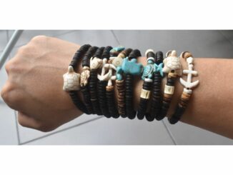 กำไลข้อมือเที่ยวทะเล ปลาดาวสีฟ้า สมอเรือ โลมา กำไลข้อมือเต่า กำไลข้อมือไม้แฟชั่น น้ำหนักเบาใส่อาบน้ำได้ แจ้งความยาวได้