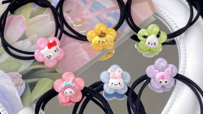 SANRIO ยางรัดผม แบบใส ลายการ์ตูนซานริโอ้น่ารัก อเนกประสงค์ สําหรับนักเรียน