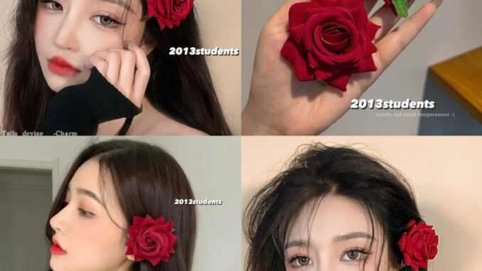 [พร้อมส่ง] กิ๊บดอกไม้วาเลนไทน์ ที่คาดดอกกุหลาบวาเลนไทน์