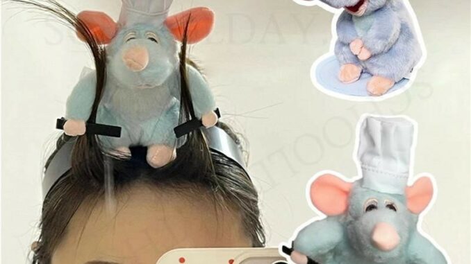 Tiktok Ratatouille ที่คาดศีรษะ รูปตุ๊กตา ผ้ากํามะหยี่ขนนิ่ม ปีกกว้าง เครื่องประดับ สําหรับล้างหน้า