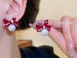 DREJEW  ใหม่ ต่างหูเข็มเงิน 925 ประดับโบว์ ไข่มุก เหมาะกับฤดูใบไม้ร่วง และฤดูหนาว แฟชั่น สําหรับผู้หญิง