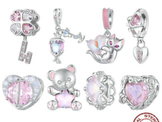 Bamoer สร้อยข้อมือ เงินแท้ 925 จี้รูปดาว หัวใจ สีชมพู เครื่องประดับ สําหรับผู้หญิง คู่รัก DIY