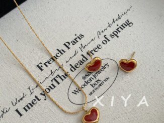 Xiya สร้อยคอโซ่ จี้รูปหัวใจ สีแดง สําหรับผู้หญิง