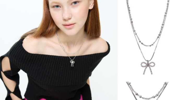 [LUVISTRUE] Ch RIBBON necklace (สีเงิน) / สร้อยคอ ของแท้ 100% / ทุกวัน