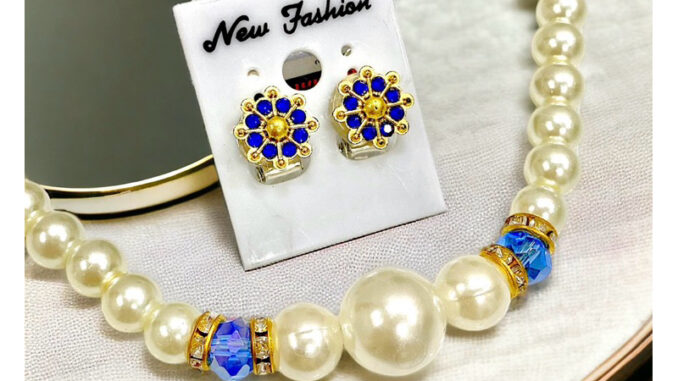 [พร้อมส่งทันที] **สร้อย+ต่างหู** งานเพชรพลอย สร้อยมุขพลอย ต่างหูพลอย