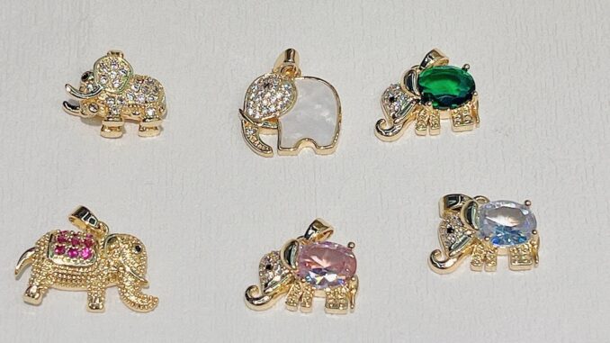 ขายดี ใหม่ สร้อยคอ สร้อยข้อมือ ชุบทองแดง 18K จี้รูปช้างน่ารัก DIY