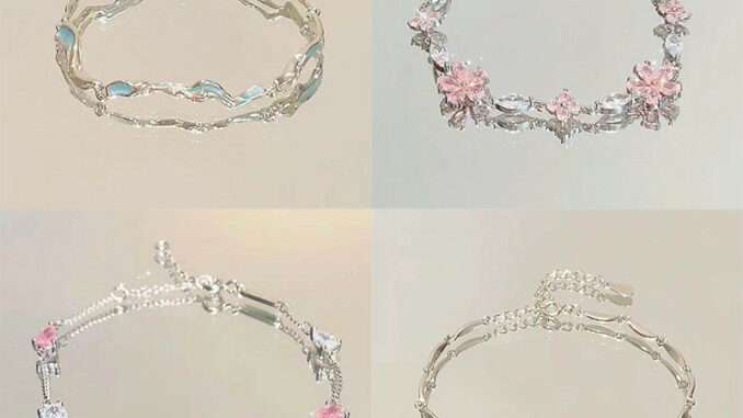 COD-ในไทย สร้อยข้อมือ Cherry Blossom Bow สีชมพูสร้อยข้อมือ Niche High End สร้อยข้อมือสำหรับเพื่อนสนิท-kri