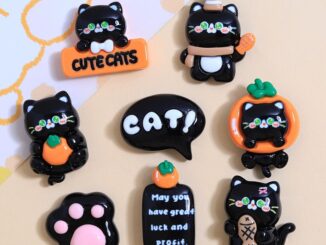 10 ชิ้น / ชุด สุ่ม คละแบบ น่ารัก คาวาอี้ เรซิน หลังแบน แมวดํา ซีรีส์นูน กลม ตกแต่งโทรศัพท์มือถือ สมุดภาพ DIY ผลิต