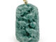 PDJA-9D-BL จี้หยกแกะลายมังกร จี้หยกมังกรเก้าตัว(9มังกร) หยกแท้ Jadeite A พร้อมเชือกร่มสำหรับร้อยขึ้นคอ