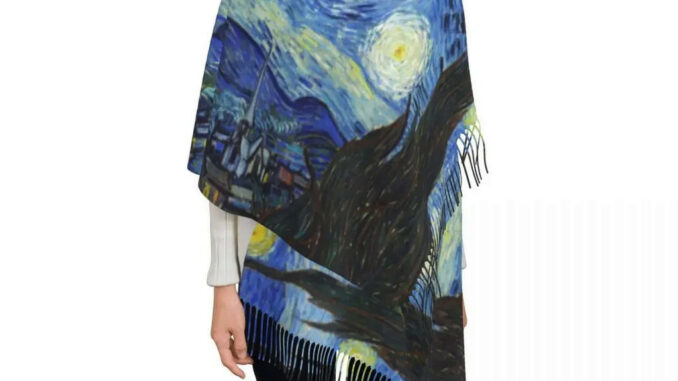 ผ้าพันคอ ผ้าคลุมไหล่ พิมพ์ลาย Vincent Van Gogh Starry Night เหมาะกับฤดูหนาว สําหรับผู้ชาย และผู้หญิง