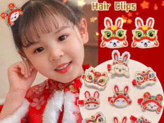 กิ๊บติดผม ปักกิ๊บติดผม รูปสิงโตเชิดสิงโตน่ารัก สีแดง สไตล์จีน สําหรับผู้หญิง เทศกาลปีใหม่