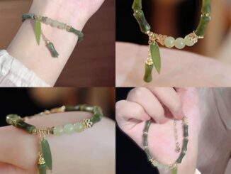 เครื่องประดับ สร้อยข้อมือ กําไลข้อมือ ประดับลูกปัดไม้ไผ่เทียม หรูหรา สามารถปรับได้ สไตล์จีนวินเทจ สําหรับผู้หญิง